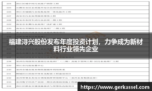 福建浔兴股份发布年度投资计划，力争成为新材料行业领先企业